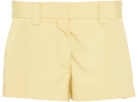 (Women) MIU MIU SS23 Yellow Solid Low-Waist Straight-Leg Casual Shorts. MP1669-10RG-F0901 (Women) MIU MIU SS23 Yellow Solid Low-Waist Straight-Leg Casual Shorts. MP1669-10RG-F0901