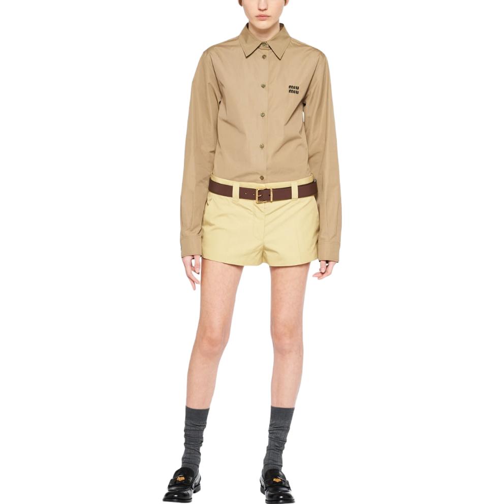 Lookbook (W) MIU MIU SS23 黃色低腰直筒休閒短褲. MP1669-10RG-F0901
