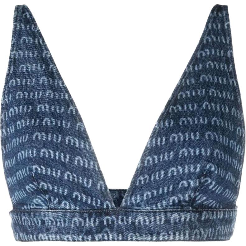 (Women) MIU MIU SS23 All-Over Logo Denim Tank Top  Vest GWT037-1226-F0008