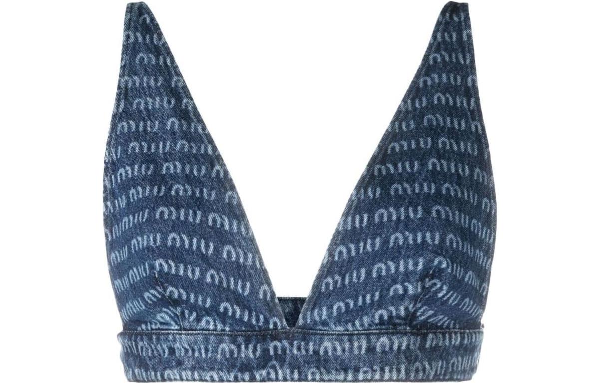 Order (W) MIU MIU SS23 满版Logo牛仔背心上衣 GWT037-1226-F0008