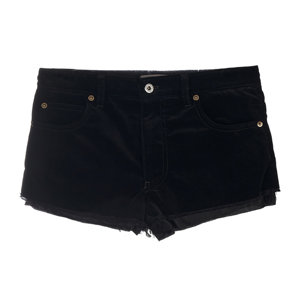 (Women) MIU MIU SS23 Black High-Waist Button Straight-Leg Casual Shorts Women MP1624-1Z36-F0002