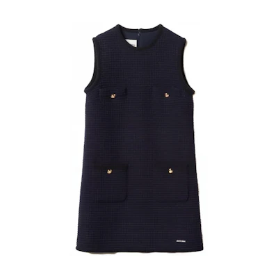 (Women) MIU MIU SS23 Blue Sleeveless Straight Short Zip Dress for Women. MF4781-1299-F0008