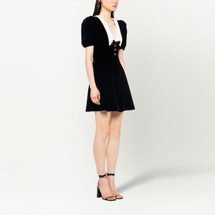 (Women) MIU MIU SS23 Bow Contrast Stitch Short Sleeve Dress Women Black. MF4783-068-F0967 圖 5
