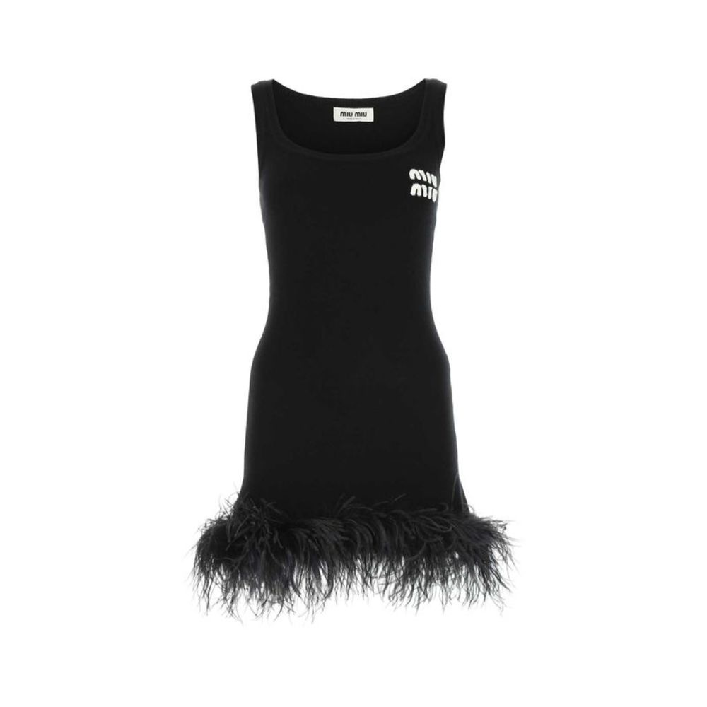 Buy (W) MIU MIU SS23 拼色标志提花无袖连衣裙 女士黑色. MMA756-12J8-F0002