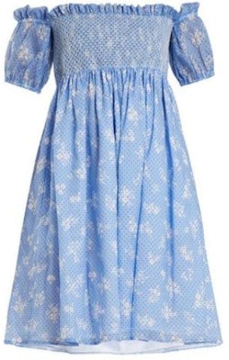 (W) MIU MIU SS23 蓝色花卉波点一字肩短袖连衣裙 MF2778-1QA9-F0076 Order (W) MIU MIU SS23 蓝色花卉波点一字肩短袖连衣裙 MF2778-1QA9-F0076