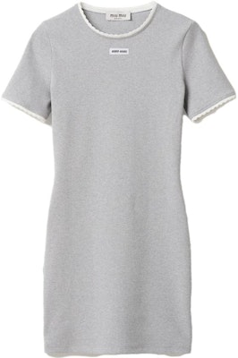 (W) Vestido gris de manga corta MIU MIU SS23 con parche de logo para mujer. MJA846-12HM-F0031-S-232 Order (W) Vestido gris de manga corta MIU MIU SS23 con parche de logo para mujer. MJA846-12HM-F0031-S-232