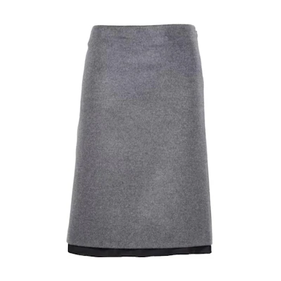 (Women) MIU MIU SS23 Logo Embroidered High-Waist Midi Skirt Women’s Grey MG2001-125Q-F0031-S-231