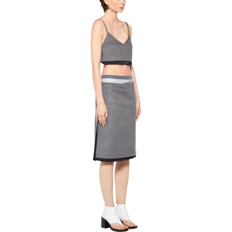 (Women) MIU MIU SS23 Logo Embroidered High-Waist Midi Skirt Women’s Grey MG2001-125Q-F0031-S-231 圖 3