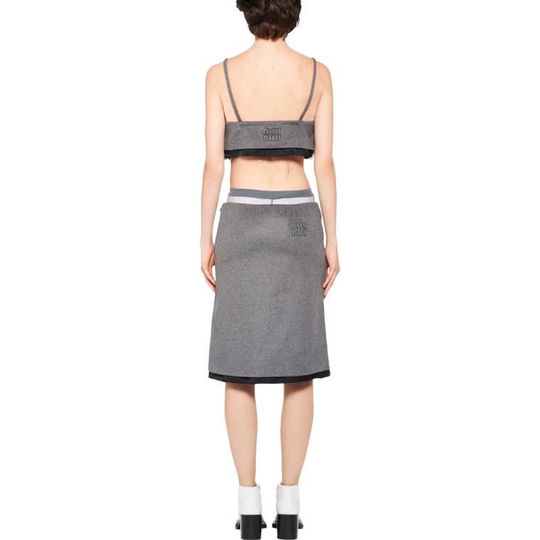 (Women) MIU MIU SS23 Logo Embroidered High-Waist Midi Skirt Women’s Grey MG2001-125Q-F0031-S-231 圖 4