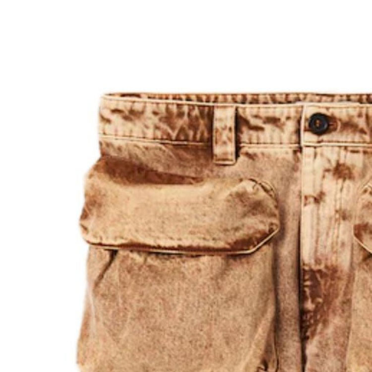 Sizing (W) MIU MIU SS23 Shorts de Denim Marmolado Beige Mujer con Logo Bordado GWP466-121H-F0046-S-231