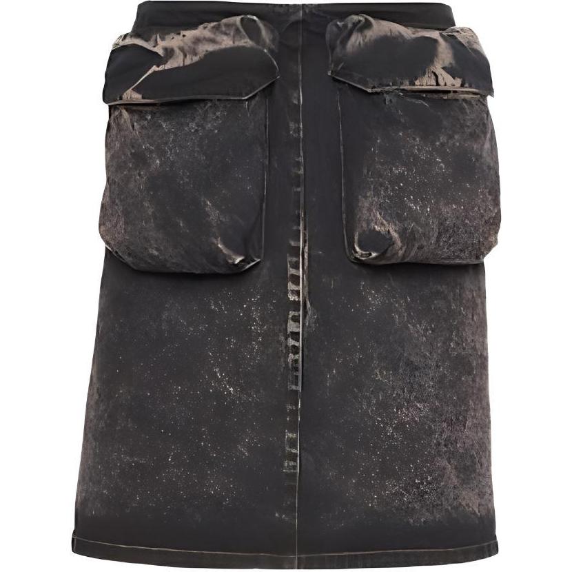 (Women) MIU MIU SS23 Marble Low-Waist Straight Casual Skirt  Black GWD303-121-HS231