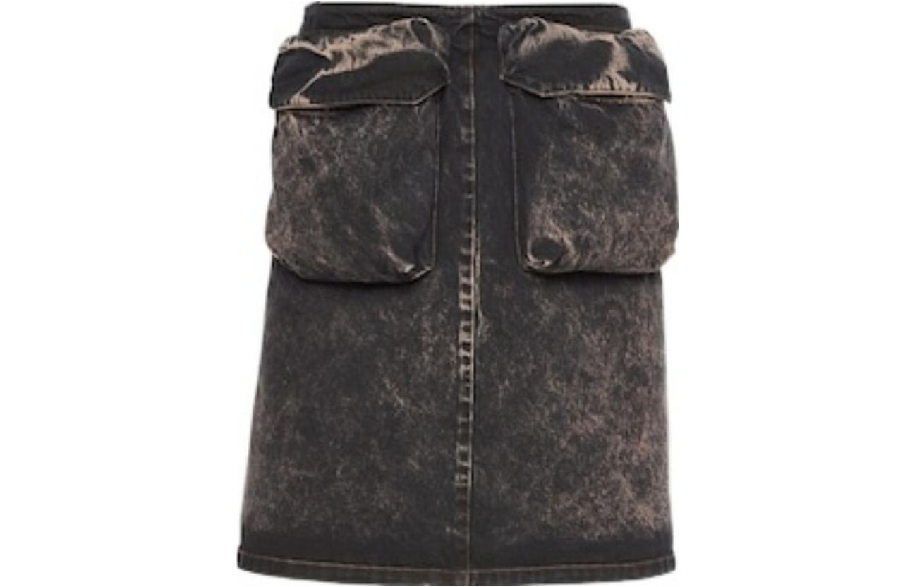 (Women) MIU MIU SS23 Marble Low-Waist Straight Casual Skirt  Black GWD303-121-HS231 圖 2