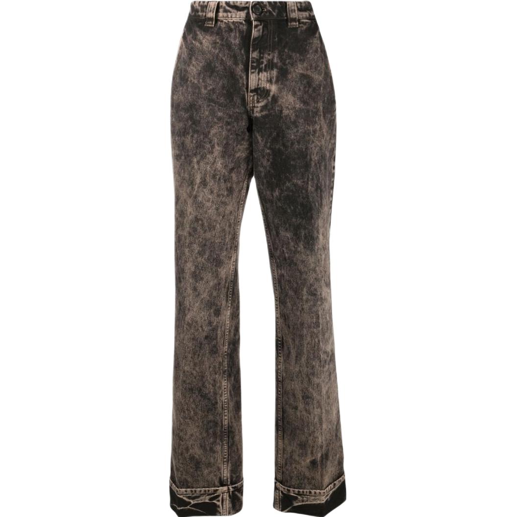 (Women) MIU MIU SS23 Marble Pattern Embroidered Logo Low-Waist Jeans Women Black GWP467-121H-F0002-S-231