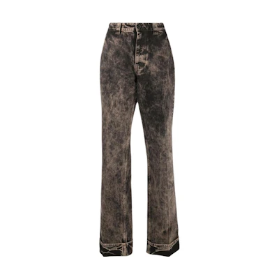 (Women) MIU MIU SS23 Marble Pattern Embroidered Logo Low-Waist Jeans Women Black GWP467-121H-F0002-S-231