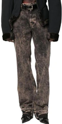 (W) MIU MIU SS23 Jeans Wanita Hitam Pola Marble Bordir Logo Low-Waist GWP467-121H-F0002-S-231 Lookbook (W) MIU MIU SS23 Jeans Wanita Hitam Pola Marble Bordir Logo Low-Waist GWP467-121H-F0002-S-231