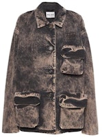 (Women) MIU MIU SS23 Marble Print Denim Jacket for Women - Black. GWB174-121H-F0002 (Women) MIU MIU SS23 Marble Print Denim Jacket for Women - Black. GWB174-121H-F0002