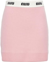 (Women) MIU MIU SS23 Pink Jacquard Letter Knit Slim-Fit Mini Skirt Fashion MMG402-1V8X-F0D8U (Women) MIU MIU SS23 Pink Jacquard Letter Knit Slim-Fit Mini Skirt Fashion MMG402-1V8X-F0D8U