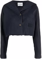 (Women) MIU MIU SS23 Solid Logo Fringe Cropped Jacket Women Midnight Blue ML902-12L9-F0008-S-231 (Women) MIU MIU SS23 Solid Logo Fringe Cropped Jacket Women Midnight Blue ML902-12L9-F0008-S-231