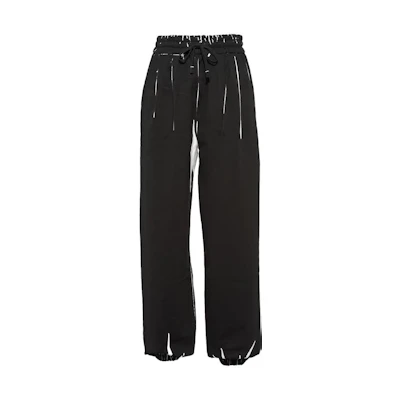 (Women) MIU MIU SS23 Splatter Effect Knit Jogger Pants Black. MJP294-12Y1-F0002