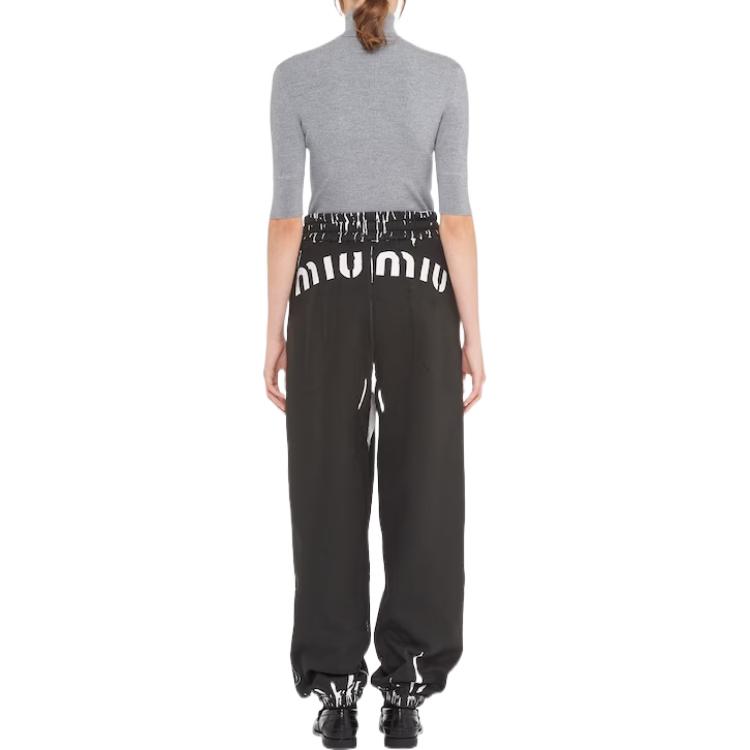 Shop (Women) MIU MIU SS23 Splatter Effect Knit Jogger Pants  Black. MJP294-12Y1-F0002