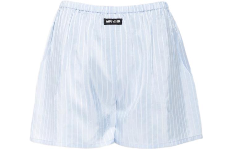 (Women) MIU MIU SS23 Striped Jacquard Casual Straight Shorts Women Blue SP9395-1WVJ-F0X24-S-232