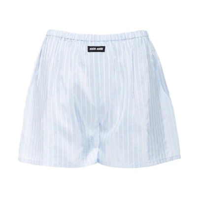 (Women) MIU MIU SS23 Striped Jacquard Casual Straight Shorts Women Blue SP9395-1WVJ-F0X24-S-232