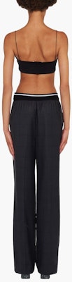 (W) MIU MIU SS23 Pantalones Rectos de Rayas Logo Cintura Alta Mujer Gris Pizarra MP1630-10DI-F0480 Shop (W) MIU MIU SS23 Pantalones Rectos de Rayas Logo Cintura Alta Mujer Gris Pizarra MP1630-10DI-F0480