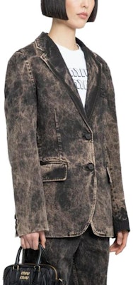 (Women) MIU MIU SS23 Washed Single-Breasted Long Sleeve Blazer Jacket Women Black. GWG126-121H-F0002 Shop (Women) MIU MIU SS23 Washed Single-Breasted Long Sleeve Blazer Jacket Women Black. GWG126-121H-F0002