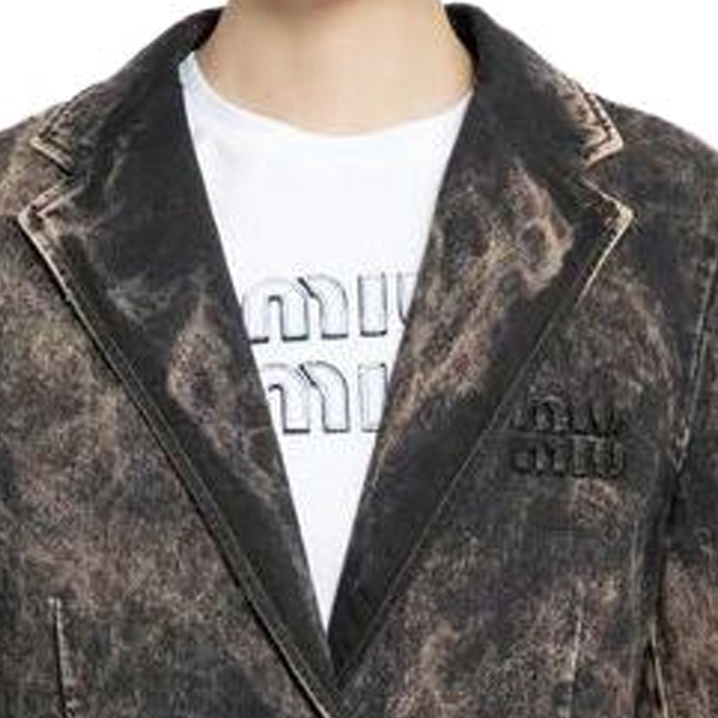 Details for (W) MIU MIU SS23 女士黑色水洗长袖单排扣西装外套. GWG126-121H-F0002