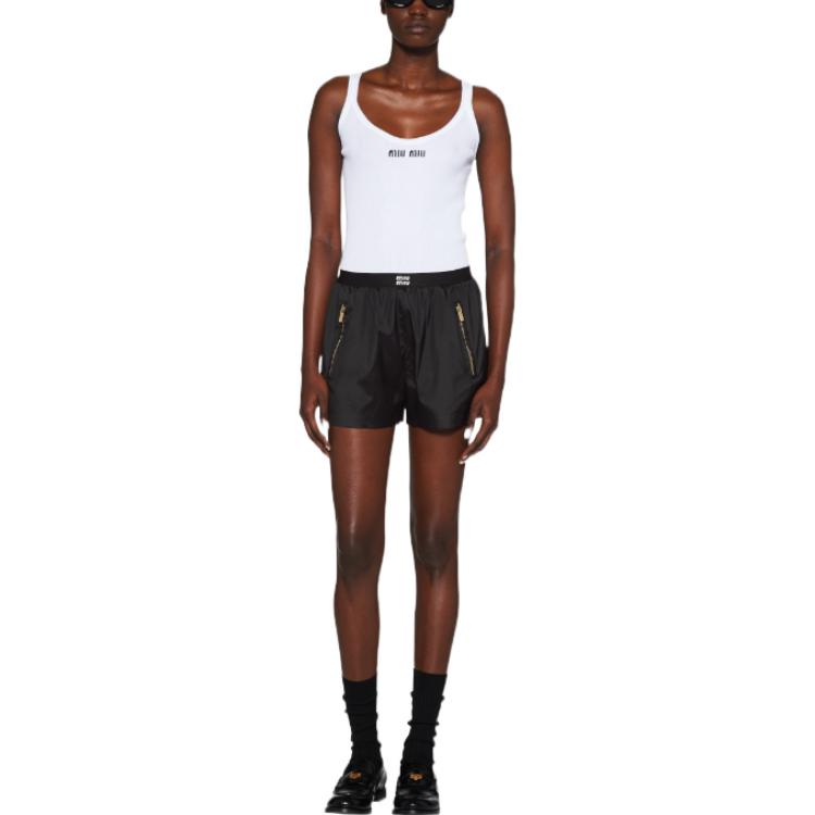 Lookbook (W) MIU MIU SS23 ホワイト ロゴプリント ニット タンクトップ レディース用 MMV075-12ZL-F0009-S-231