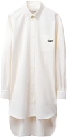 (Women) MIU MIU SS23 White Long Sleeve Dress with Logo Patch for Women. MF5023-1XLJ-F0009-S-232 (Women) MIU MIU SS23 White Long Sleeve Dress with Logo Patch for Women. MF5023-1XLJ-F0009-S-232