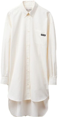 (W) MIU MIU SS23 女士白色长袖连衣裙带标志补丁 MF5023-1XLJ-F0009-S-232 Order (W) MIU MIU SS23 女士白色长袖连衣裙带标志补丁 MF5023-1XLJ-F0009-S-232