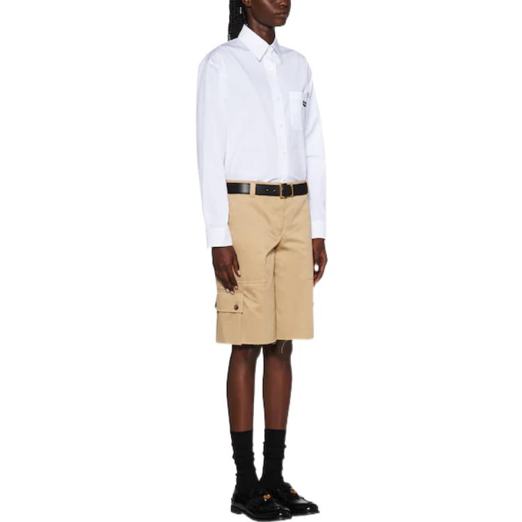 Purchase (W) MIU MIU SS23 Baju Putih Lengan Panjang Pelindung Matahari dengan Poket Dada. MK1727-10RG-F0009