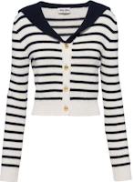 (Women) MIU MIU SS23 Women’s White Colorblock Striped Button-Up Cashmere Sweater MMF670-12BD-F0UB0 (Women) MIU MIU SS23 Women’s White Colorblock Striped Button-Up Cashmere Sweater MMF670-12BD-F0UB0