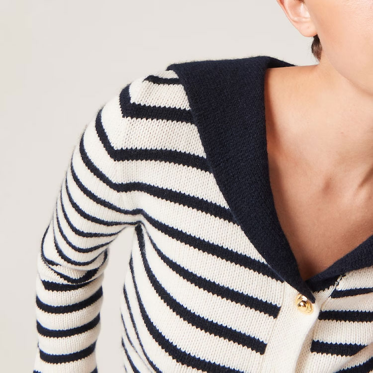 (Women) MIU MIU SS23 Women’s White Colorblock Striped Button-Up Cashmere Sweater MMF670-12BD-F0UB0 圖 6