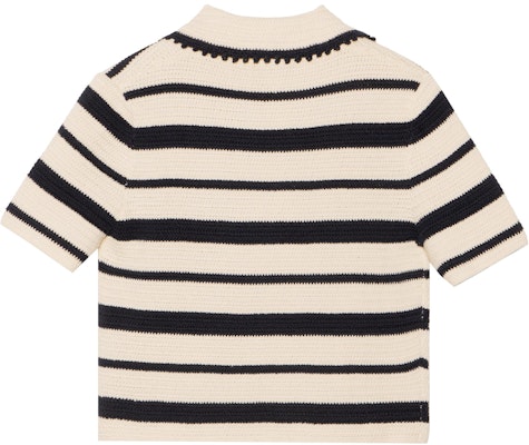 (W) MIU MIU SS24 米白色拼色条纹针织短袖上衣 MML875-138S-F0UBO-SOOO Lookbook (W) MIU MIU SS24 米白色拼色条纹针织短袖上衣 MML875-138S-F0UBO-SOOO