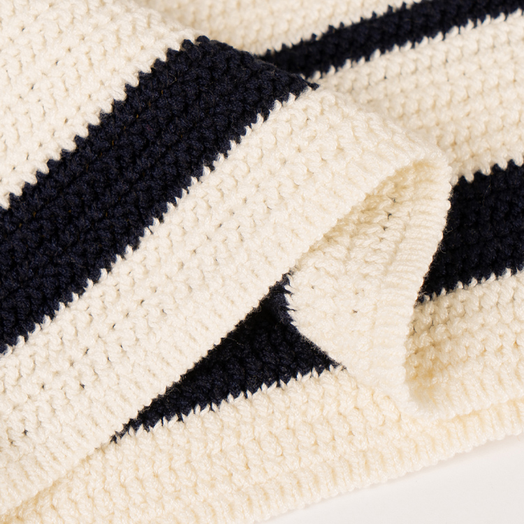 Sizing (W) MIU MIU SS24 米白色拼色条纹针织短袖上衣 MML875-138S-F0UBO-SOOO