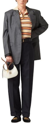 (W) MIU MIU SS24 Baju Polo Lengan Pendek Beige Berjalur Logo. MML880-14AX-F0061-S-OOO Lookbook (W) MIU MIU SS24 Baju Polo Lengan Pendek Beige Berjalur Logo. MML880-14AX-F0061-S-OOO