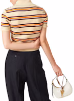 Shop (W) MIU MIU SS24 米色條紋logo短袖Polo衫 MML880-14AX-F0061-S-OOO