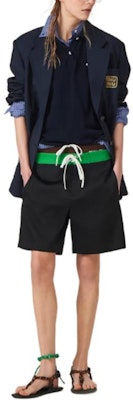 (W) MIU MIU SS24 黑色logo抽繩鬆緊腰休閒短褲. MP1788-14N6-F0T81-S-OOO Lookbook (W) MIU MIU SS24 黑色logo抽繩鬆緊腰休閒短褲. MP1788-14N6-F0T81-S-OOO