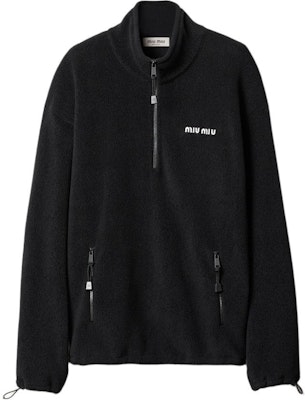 (W) MIU MIU SS24 Sudadera Negra con Logo de Lana con Cremallera y Cuello Alto. MJL043-15V3-F0002-S-OOO Buy (W) MIU MIU SS24 Sudadera Negra con Logo de Lana con Cremallera y Cuello Alto. MJL043-15V3-F0002-S-OOO