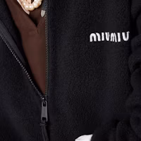 Purchase (Women) MIU MIU SS24 Black Logo Fleece Zip High-Neck Sweatshirt. MJL043-15V3-F0002-S-OOO
