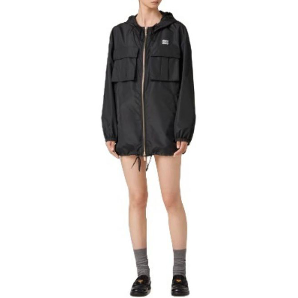 Shop (Women) MIU MIU SS24  Black Long Sleeve Logo Jacket ML1030-13MF-F0002-S-OOO