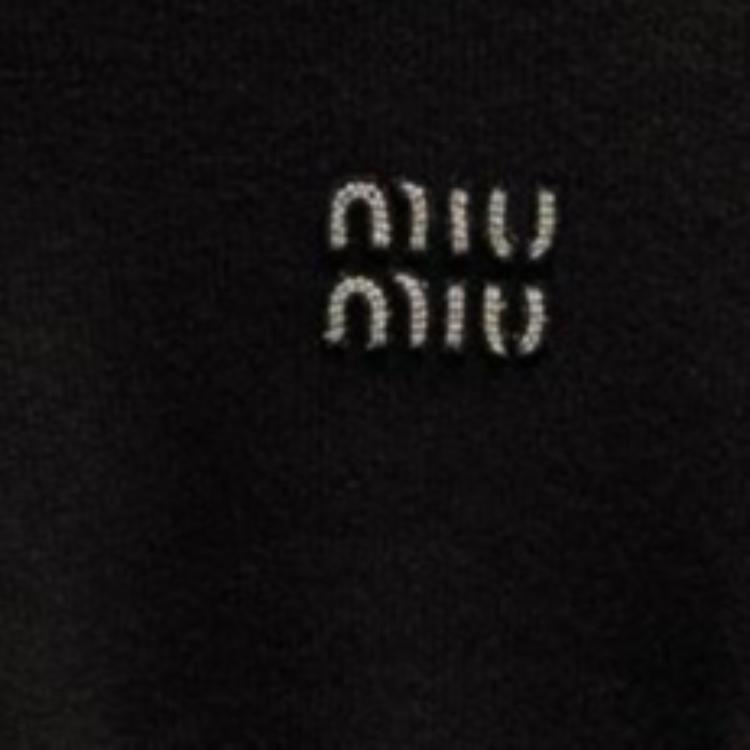 Cheap (W) MIU MIU SS24 黑色水钻字母罗纹长袖毛衣 MML725-15NO-F0002-S-231