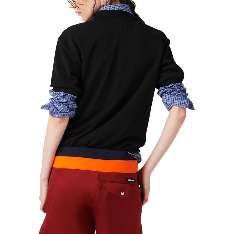 Shop (W) MIU MIU SS24 Baju Polo Hitam Lengan Pendek dengan Sulaman Logo. MJN535-14RW-F0002-S-OOO