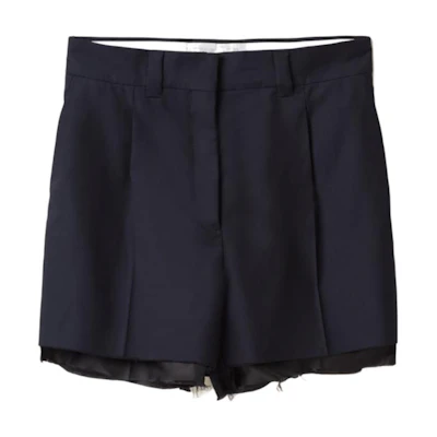 (Women) MIU MIU SS24 Blue Casual Shorts with Logo Embroidery & Zip Pockets. MP1751-11AD-F0008-S-OOO