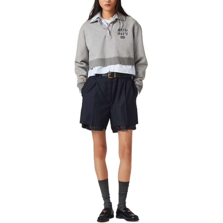 (Women) MIU MIU SS24  Blue Casual Shorts with Logo Embroidery & Zip Pockets. MP1751-11AD-F0008-S-OOO 圖 3