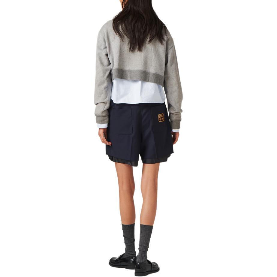 (Women) MIU MIU SS24  Blue Casual Shorts with Logo Embroidery & Zip Pockets. MP1751-11AD-F0008-S-OOO 圖 4