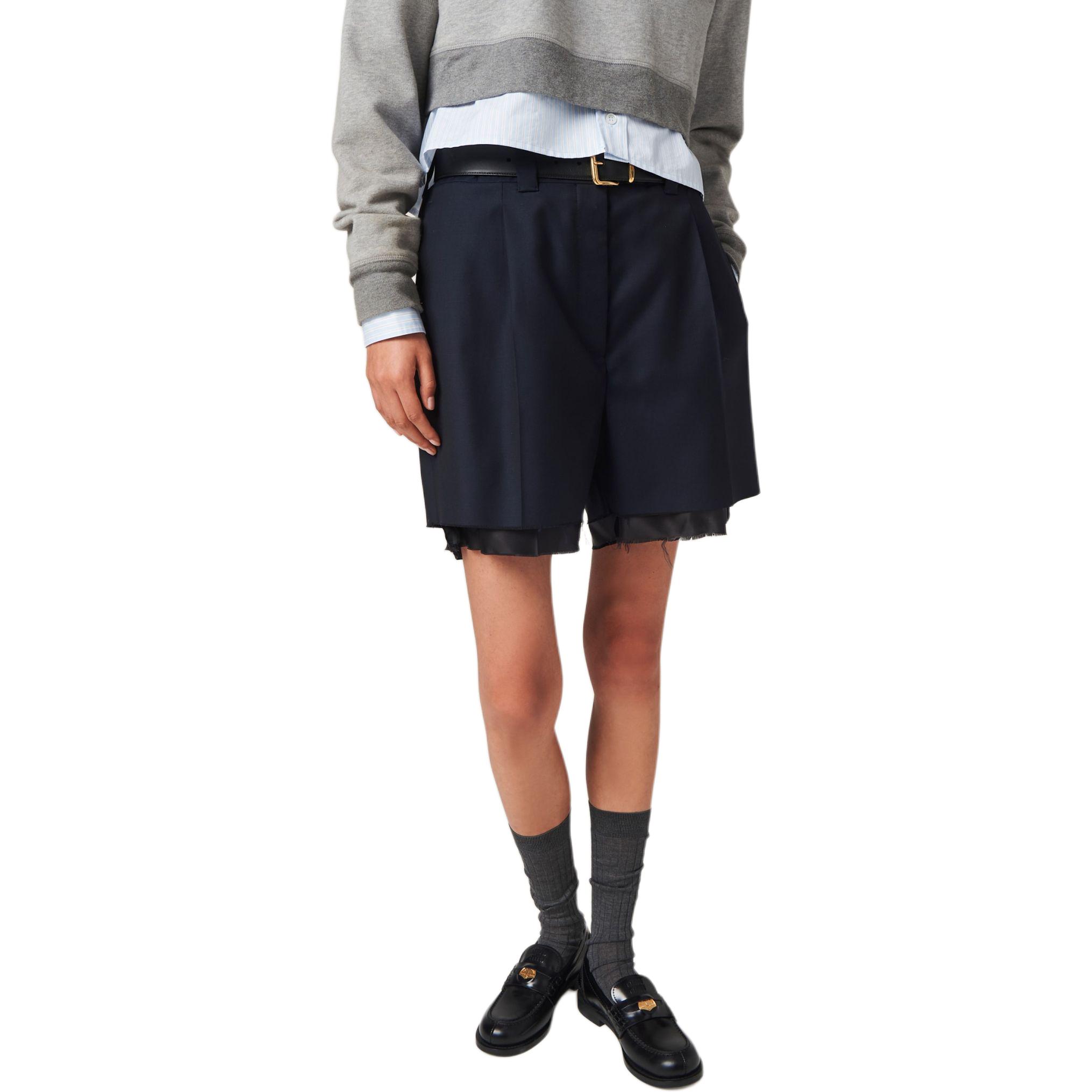 (Women) MIU MIU SS24  Blue Casual Shorts with Logo Embroidery & Zip Pockets. MP1751-11AD-F0008-S-OOO 圖 5