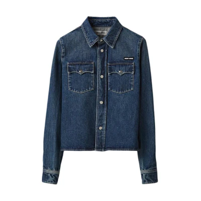 (Women) MIU MIU SS24 Blue Denim Long Sleeve Shirt GWC113-140F-F0008-S-OOO